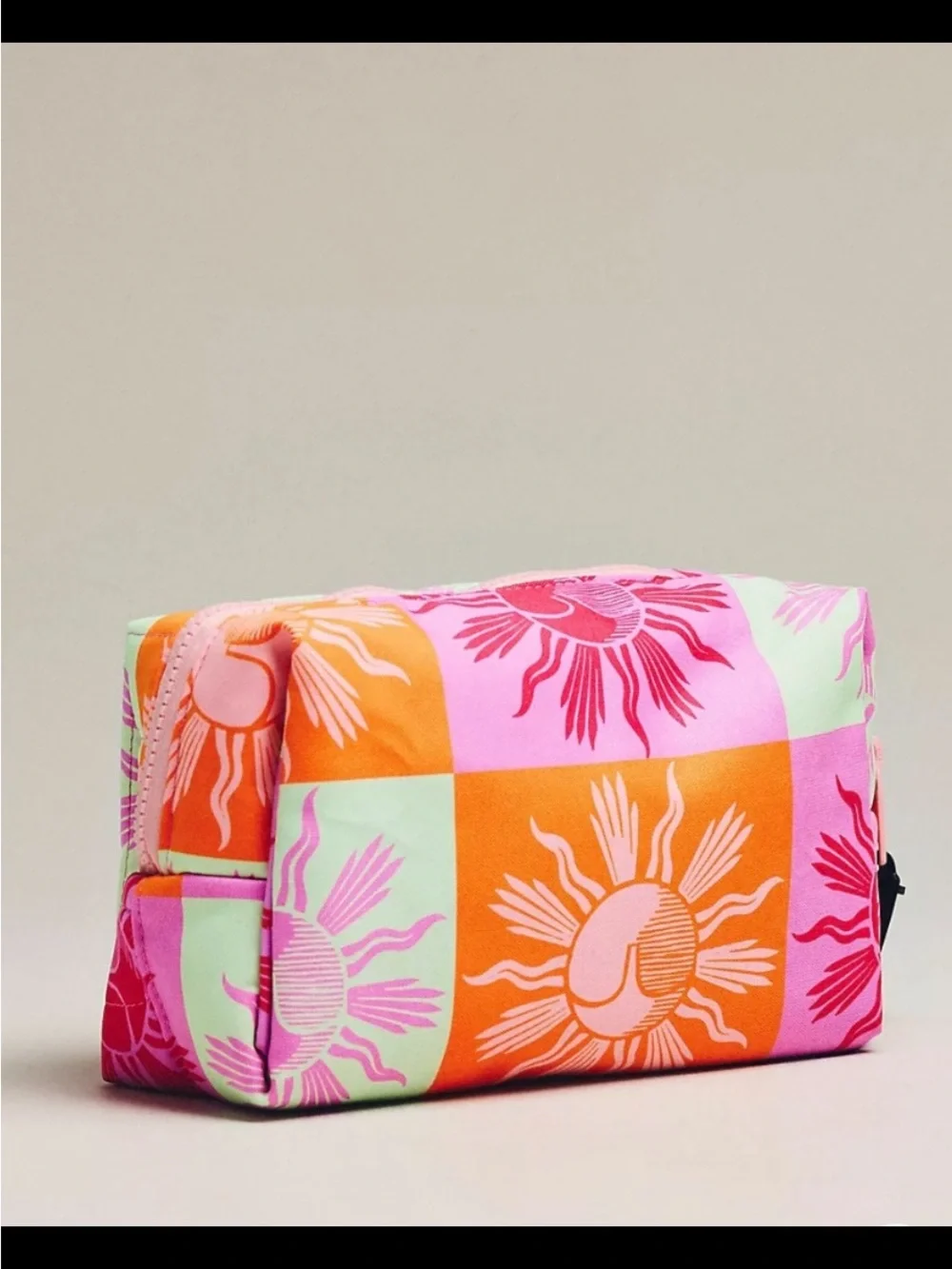 Anthropologie Maaji Sunprinted Cosmetic Bag - Pink Orange